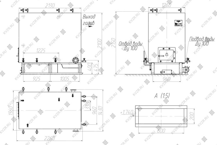Котел КВм 0.7 с РПК чертеж